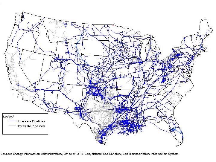 US Interstate and Intrastate Gas Lines