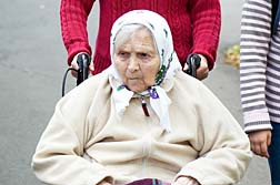 Old lady in wheelchair