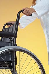 Veteran Affairs nurse with wheelchair