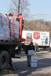 Simmons Employees Deliver Pallets of Food to Five Madison County Food Pantries